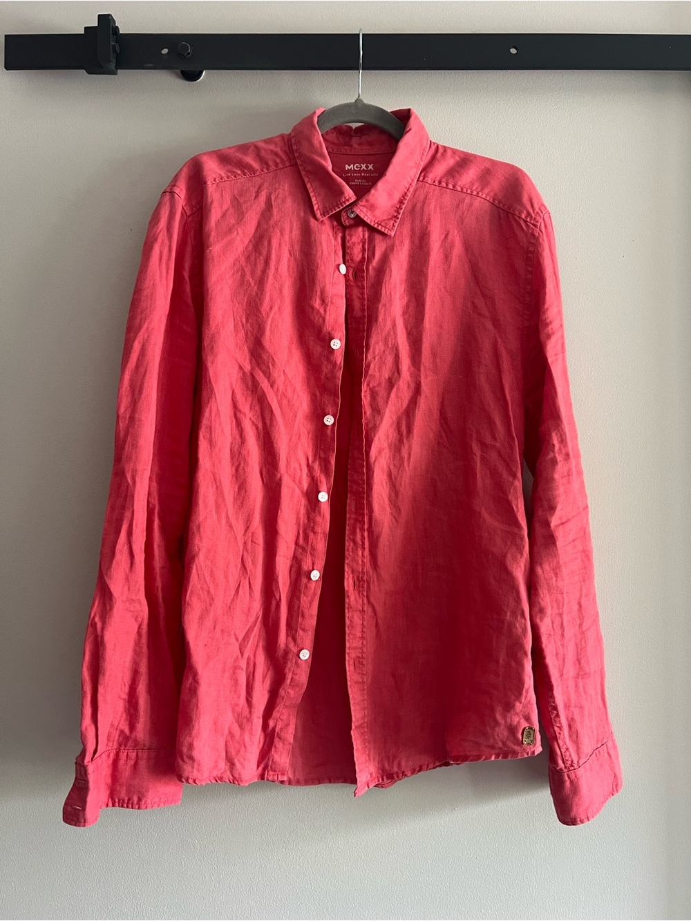 Mexx Men’s Coral-Red Casual Button-Down Shirt